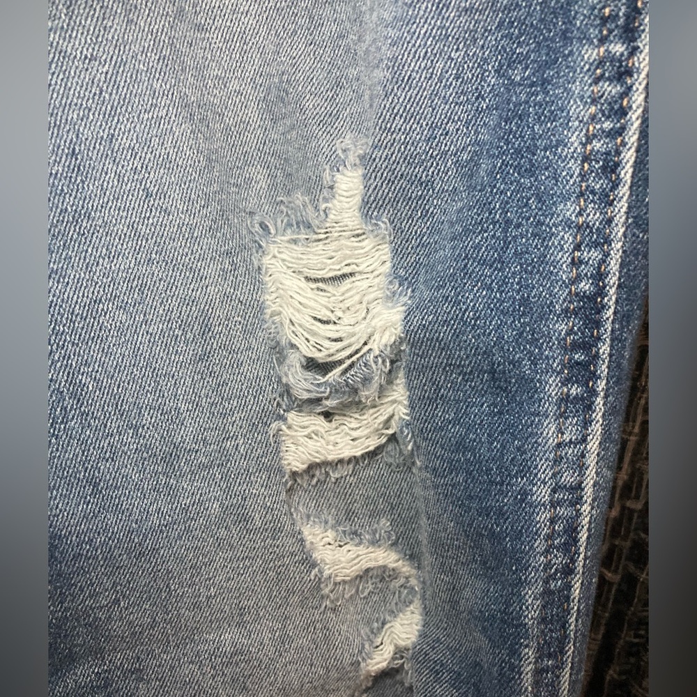 Women's Blue Distressed Mom Jeans - Picture 3 of 16